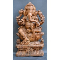 Hindu God Ganesh On Lotus